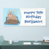 Funny happy walrus cartoon illustratie spandoek (Beurs)