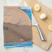 Funny happy walrus cartoon illustratie theedoek (Quarter Fold)