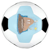 Funny happy walrus cartoon illustratie voetbal (Gedraaid)