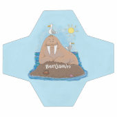 Funny happy walrus cartoon illustratie voetbal (Enkel)