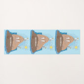 Funny happy walrus cartoon illustratie yogamat (Achterkant (horizontaal))