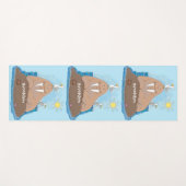 Funny happy walrus cartoon illustratie yogamat (Voorkant (horizontaal))