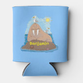 Funny happy walrus cartoon illustration cartoon blikjeskoeler (Voorkant)