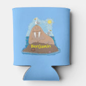 Funny happy walrus cartoon illustration cartoon blikjeskoeler (Achterkant)