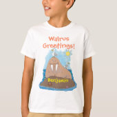 Funny happy walrus cartoon illustration cartoon t-shirt (Voorkant)