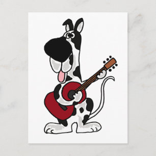 Funny Harlequin Great Dane Plays Guitar Briefkaart
