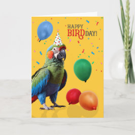 Funny Harlequin Macaw Parrot Birthday Kaart