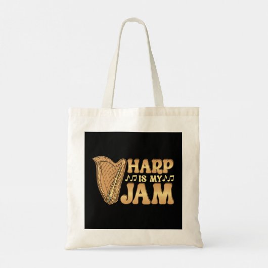 Funny Harp Player is mijn jam Harpist Musician Mus Tote Bag (Achterkant)