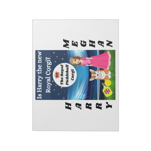 Funny Harry en Meghan Large Writing Pad Notitieblok (Linkerzijde)