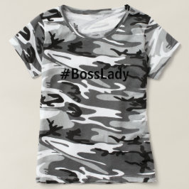 Funny Hashtag #BossLady trendy Grey en White Camo T-shirt