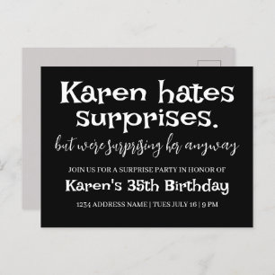 Funny Hates Surprises Party Modern Details toevoeg Briefkaart