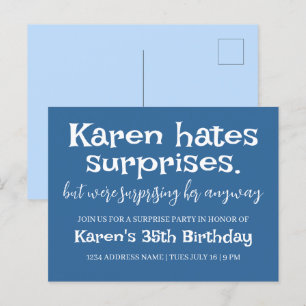 Funny Hates Surprises Party Modern Details toevoeg Briefkaart
