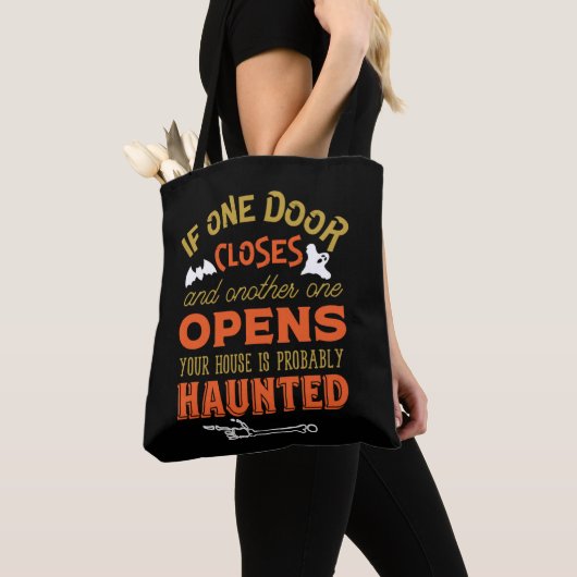 Funny Haunted House Inspirerend Quote Halloween Tote Bag (Dichtbij)
