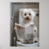Funny Havanese Dog Print, Bathroom Newspaper Art Poster (Voorkant)