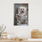 Funny Havanese Dog Print, Bathroom Newspaper Art Poster (Keuken)