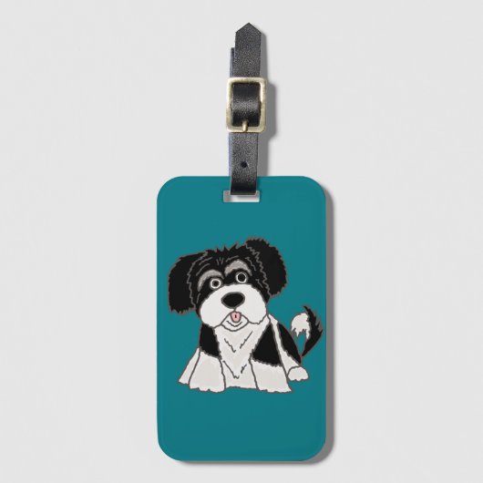 Funny Havanese Puppy Dog Cartoon Bagagelabel (Voorkant (verticaal))