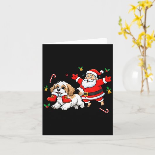 Funny Havanese Santa Claus Boots Christmas Womens  Kaart (Gele Bloem)