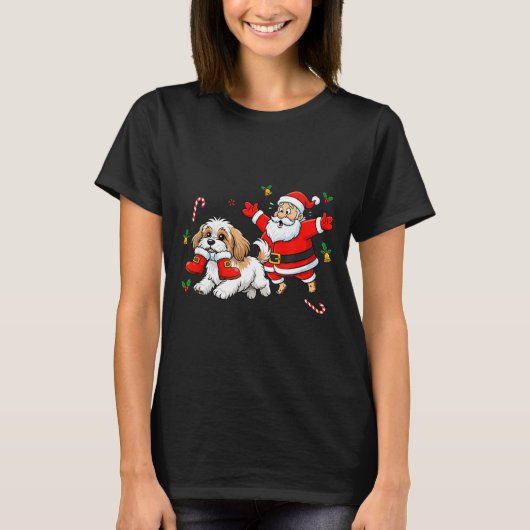 Funny Havanese Santa Claus Boots Christmas Womens  T-shirt (Voorkant)