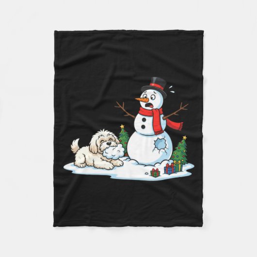 Funny Havanese Snowman Christmas Tree Xmas Womens  Fleece Deken (Voorkant)