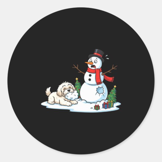 Funny Havanese Snowman Christmas Tree Xmas Womens  Ronde Sticker (Voorkant)