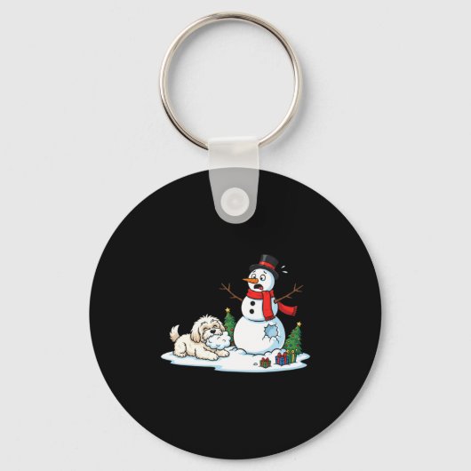 Funny Havanese Snowman Christmas Tree Xmas Womens Sleutelhanger (Voorkant)
