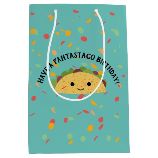 Funny have a Fantastaco Birthday Cute Kawaii Taco Medium Cadeauzakje (Voorkant)
