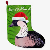 Funny Hawaii Kerstmis Goose Mele /Nene Kalikimaka Grote Kerstsok (Voorkant)