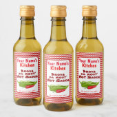 Funny Hawaiian Homemade Hot Sauce Chili Pepper Art Wijn Etiket (Flessen)