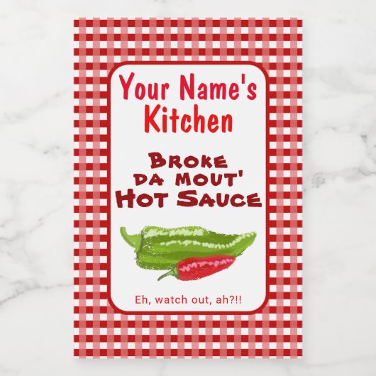 Funny Hawaiian Homemade Hot Sauce Chili Pepper Art Wijn Etiket (Enkel label)
