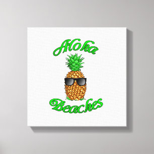 Funny Hawaiian Pineapple Aloha Beaches Canvas Afdruk