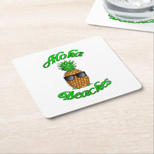 Funny Hawaiian Pineapple Aloha Beaches Kartonnen Onderzetters