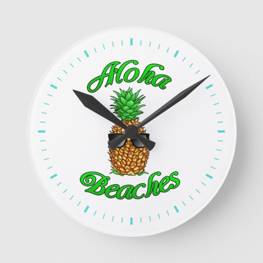 Funny Hawaiian Pineapple Aloha Beaches Ronde Klok (Voorkant)