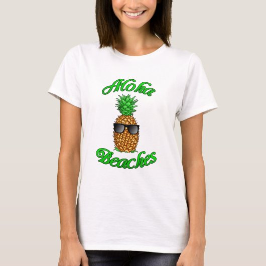 Funny Hawaiian Pineapple Aloha Beaches T-shirt (Voorkant)