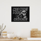 Funny Headache Skull poster (Keuken)