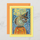 FUNNY HEADLESS HORSEMAN OWL, SLEEPY HOLLOW BIRD FEESTDAGENKAART (Voorkant / Achterkant)