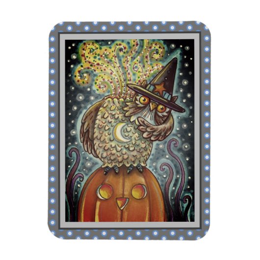 FUNNY HEADLESS HORSEMAN OWL, SLEEPY HOLLOW BIRD MAGNEET (Verticaal)