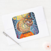 FUNNY HEADLESS HORSEMAN OWL, SLEEPY HOLLOW BIRD VIERKANTE STICKER (Envelop)