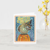 FUNNY HEADLESS HORSEMAN OWL, SLEEPY HOLLOW Note Kaart (Gele Bloem)