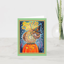 FUNNY HEADLESS HORSEMAN OWL, SLEEPY HOLLOW Note Kaart