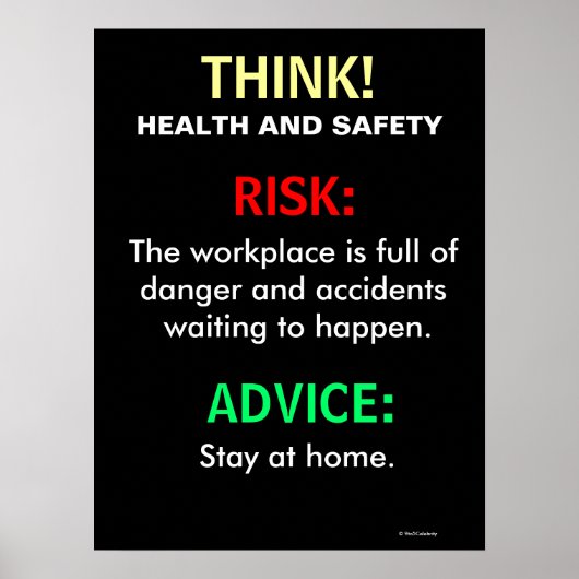 Funny Health and Safety Kantoor Sign en Poster (Voorkant)