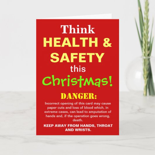 Funny Health and Safety Kerstmis Joke Spoof Feestdagen Kaart (Voorkant)