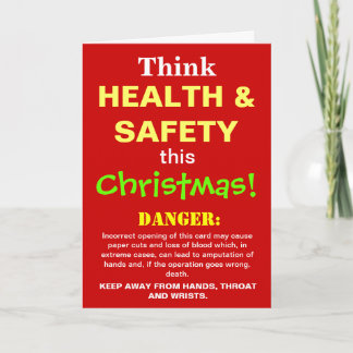 Funny Health and Safety Kerstmis Joke Spoof Feestdagen Kaart