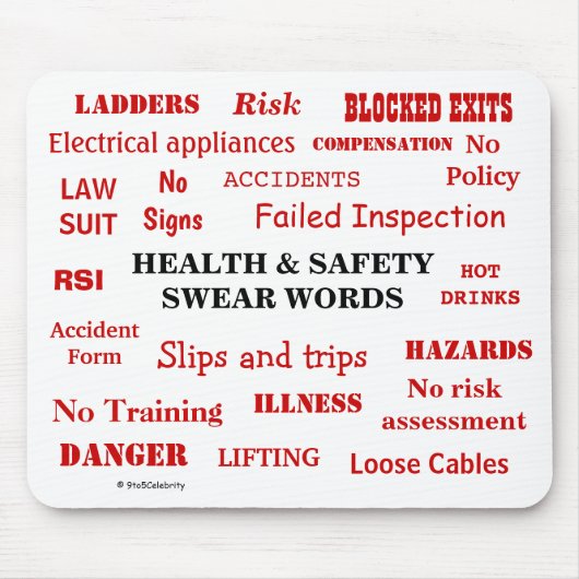 Funny Health and Safety Swear Words Joke Gift Muismat (Voorkant)