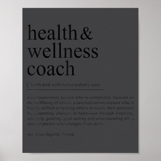 Funny Health Wellness Coach Quote Definition  Poster (Voorkant)