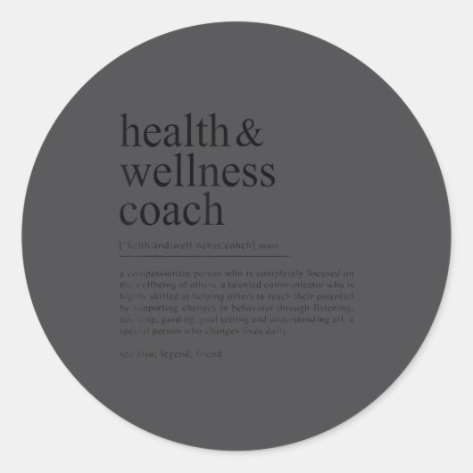Funny Health Wellness Coach Quote Definition Ronde Sticker (Voorkant)