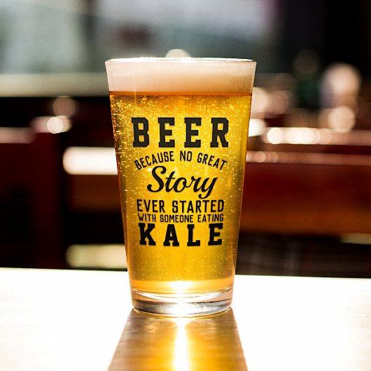 Funny Healthy Beer Versus Green Kale Humor Quote Glas