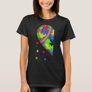 Funny Heart Baseball Autisme Awareness Support Lov T-shirt