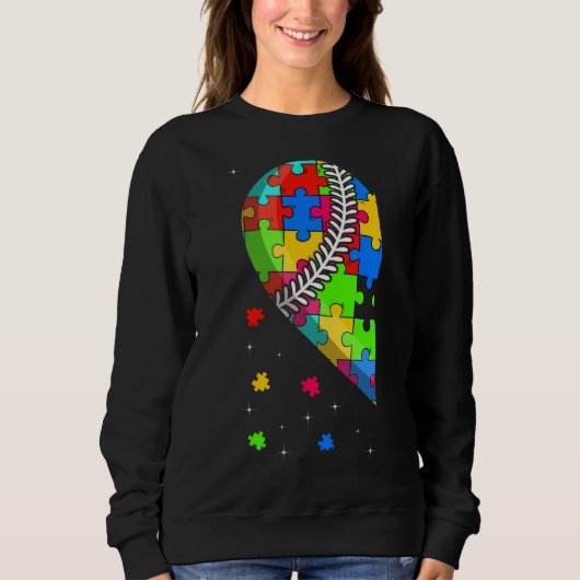 Funny Heart Baseball Autisme Awareness Support Lov Trui (Voorkant)