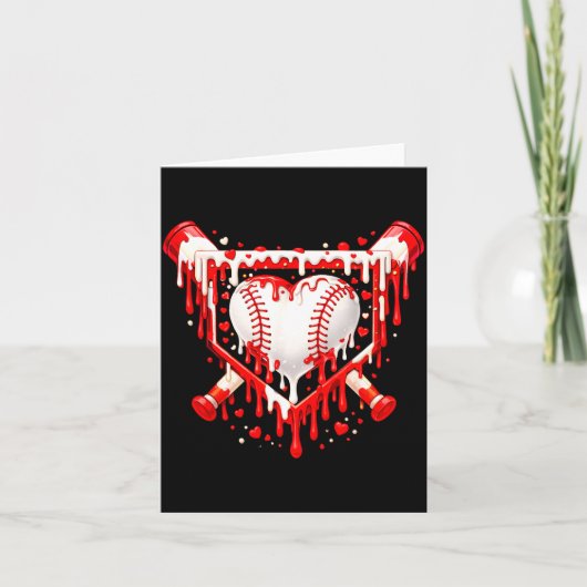 Funny Heart Baseball Drip Ice Cream Valentines Day Kaart (Voorkant)