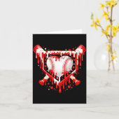 Funny Heart Baseball Drip Ice Cream Valentines Day Kaart (Gele Bloem)